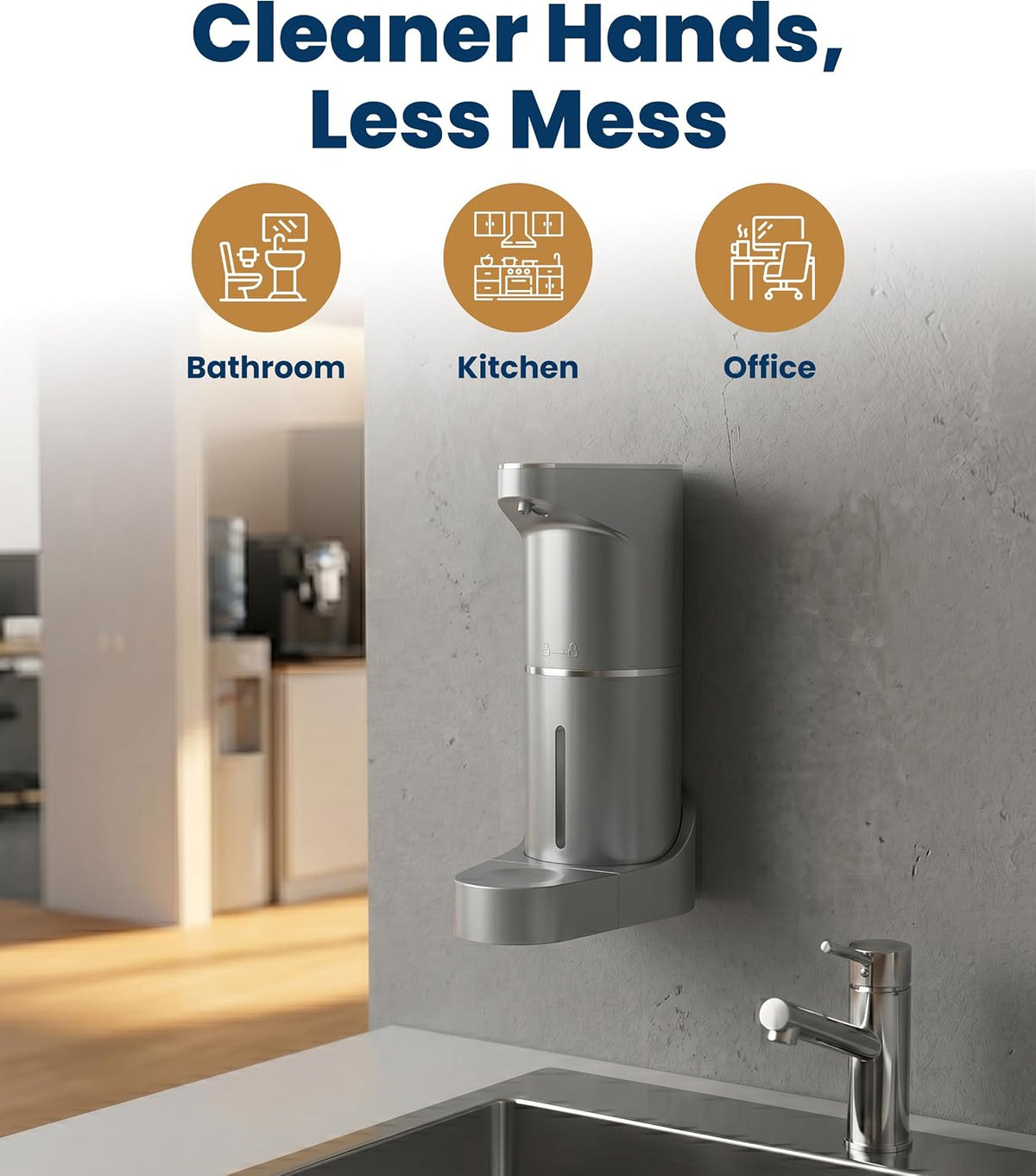 Automatic Soap Dispenser - Touchless Wall Mounted No Drip Lotion, Hand Soap, Shower Gel, Dish Soaps Dispenser, 3 Level Output Motion Sensor for Bathroom & Kitchen Use (350ml/12 oz)