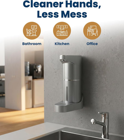 Automatic Soap Dispenser - Touchless Wall Mounted No Drip Lotion, Hand Soap, Shower Gel, Dish Soaps Dispenser, 3 Level Output Motion Sensor for Bathroom & Kitchen Use (350ml/12 oz)