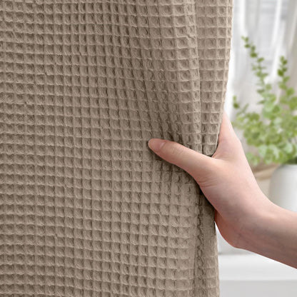 White Waffle Weave Shower Curtain Heavyweight Cotton Fabric 72Wx72L