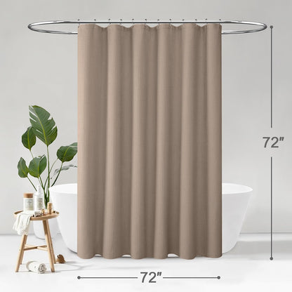 White Waffle Weave Shower Curtain Heavyweight Cotton Fabric 72Wx72L