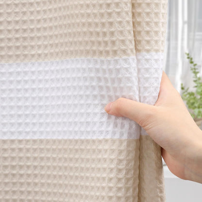 White Waffle Weave Shower Curtain Heavyweight Cotton Fabric 72Wx72L