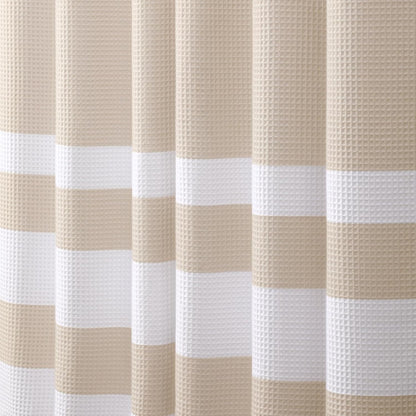 White Waffle Weave Shower Curtain Heavyweight Cotton Fabric 72Wx72L