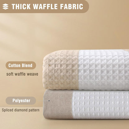 White Waffle Weave Shower Curtain Heavyweight Cotton Fabric 72Wx72L