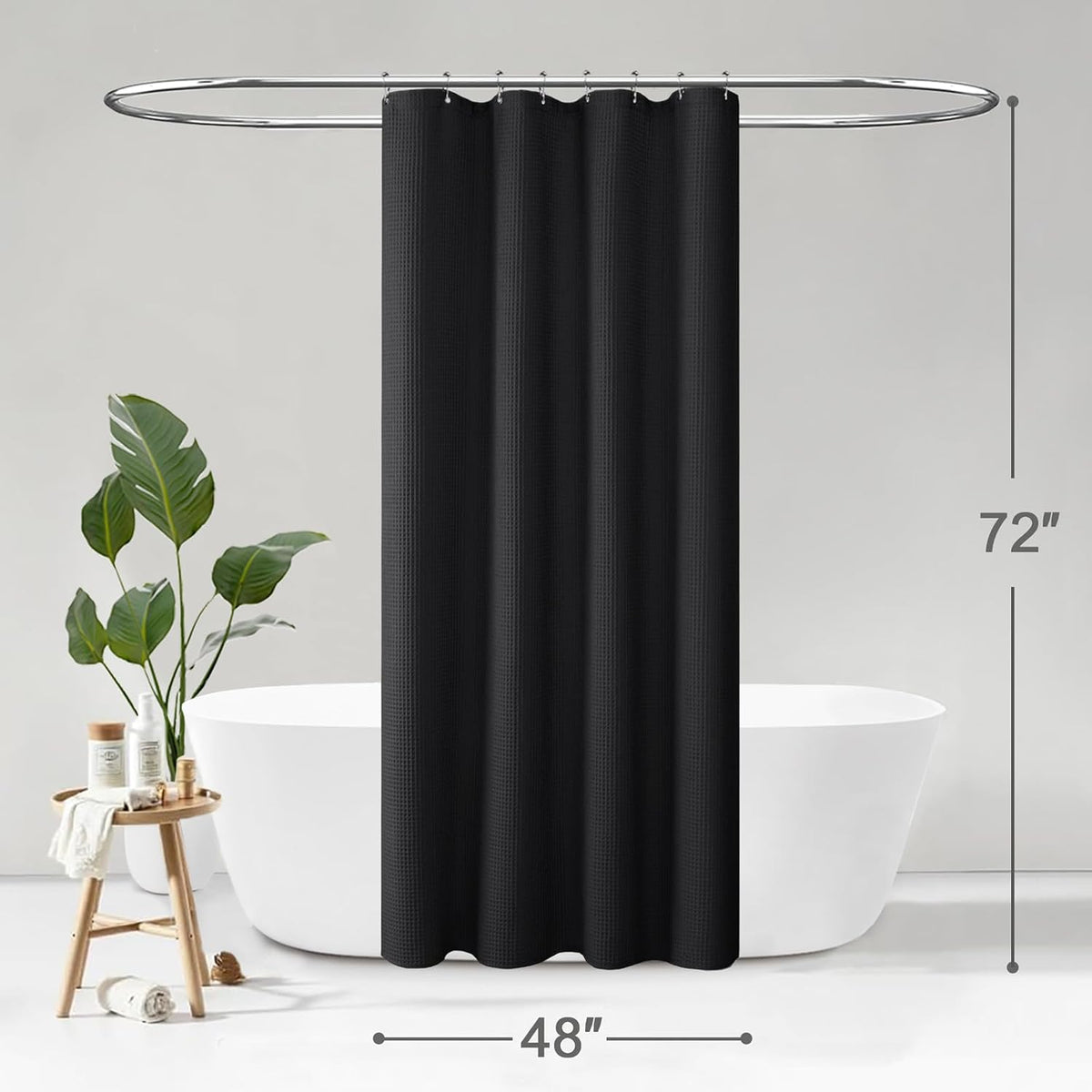 White Waffle Weave Shower Curtain Heavyweight Cotton Fabric 72Wx72L