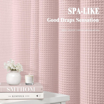 White Waffle Weave Shower Curtain Heavyweight Cotton Fabric 72Wx72L