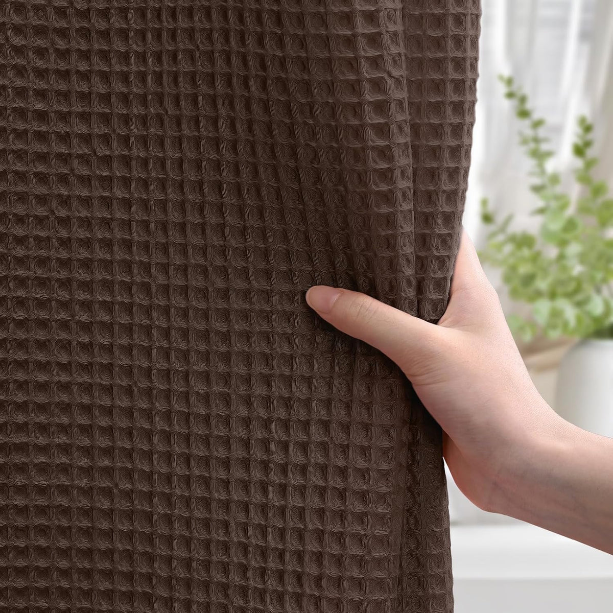 White Waffle Weave Shower Curtain Heavyweight Cotton Fabric 72Wx72L