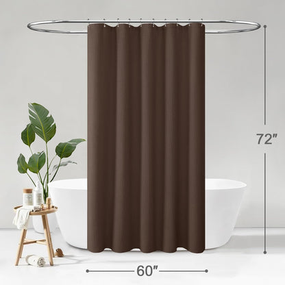 White Waffle Weave Shower Curtain Heavyweight Cotton Fabric 72Wx72L