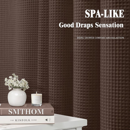 White Waffle Weave Shower Curtain Heavyweight Cotton Fabric 72Wx72L