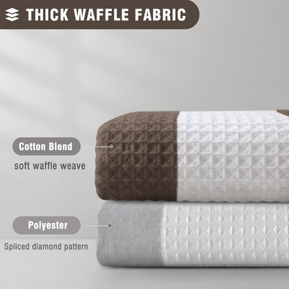 White Waffle Weave Shower Curtain Heavyweight Cotton Fabric 72Wx72L