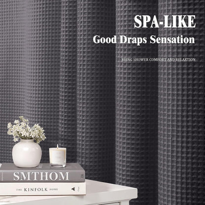 White Waffle Weave Shower Curtain Heavyweight Cotton Fabric 72Wx72L