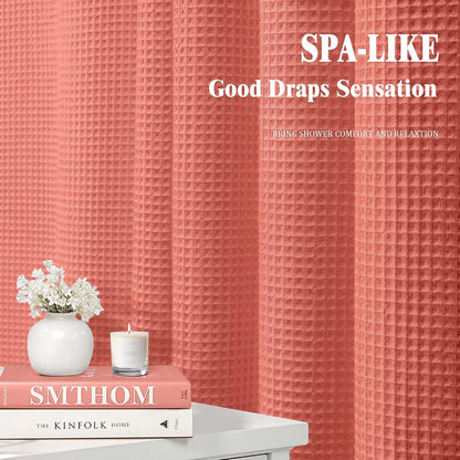 White Waffle Weave Shower Curtain Heavyweight Cotton Fabric 72Wx72L