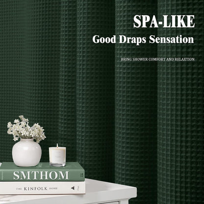White Waffle Weave Shower Curtain Heavyweight Cotton Fabric 72Wx72L
