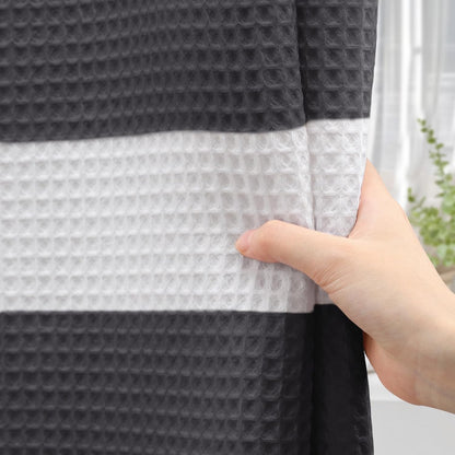 White Waffle Weave Shower Curtain Heavyweight Cotton Fabric 72Wx72L