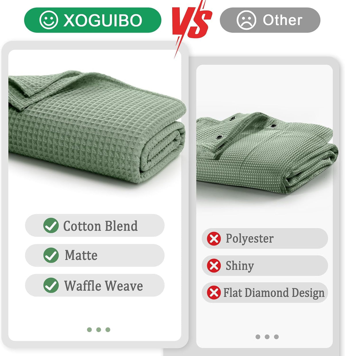 White Waffle Weave Shower Curtain Heavyweight Cotton Fabric 72Wx72L