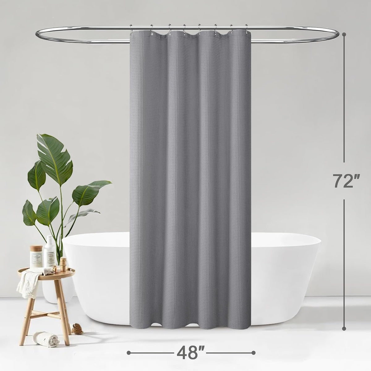 White Waffle Weave Shower Curtain Heavyweight Cotton Fabric 72Wx72L