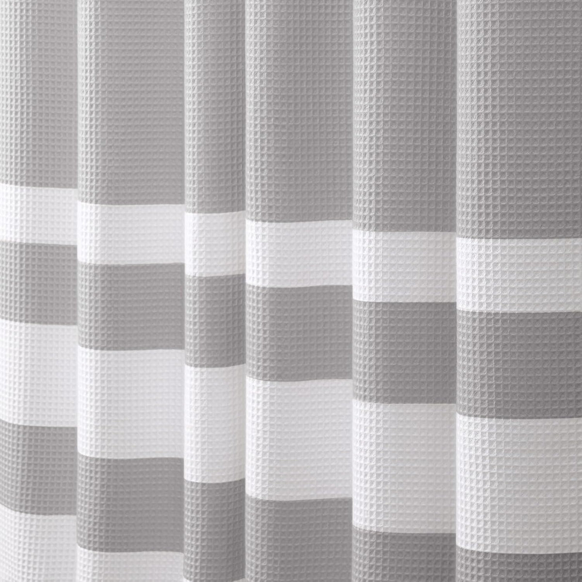 White Waffle Weave Shower Curtain Heavyweight Cotton Fabric 72Wx72L