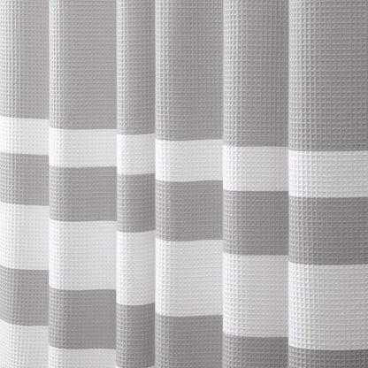 White Waffle Weave Shower Curtain Heavyweight Cotton Fabric 72Wx72L