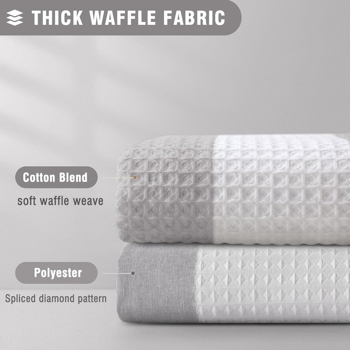 White Waffle Weave Shower Curtain Heavyweight Cotton Fabric 72Wx72L