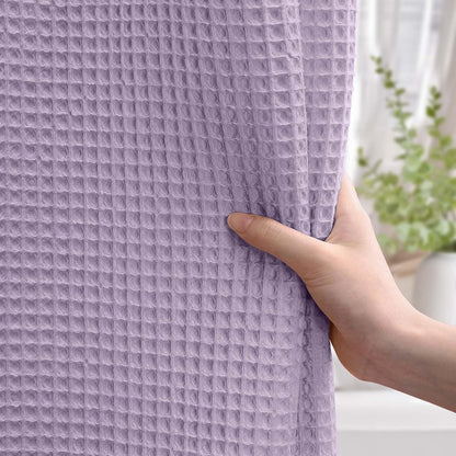 White Waffle Weave Shower Curtain Heavyweight Cotton Fabric 72Wx72L
