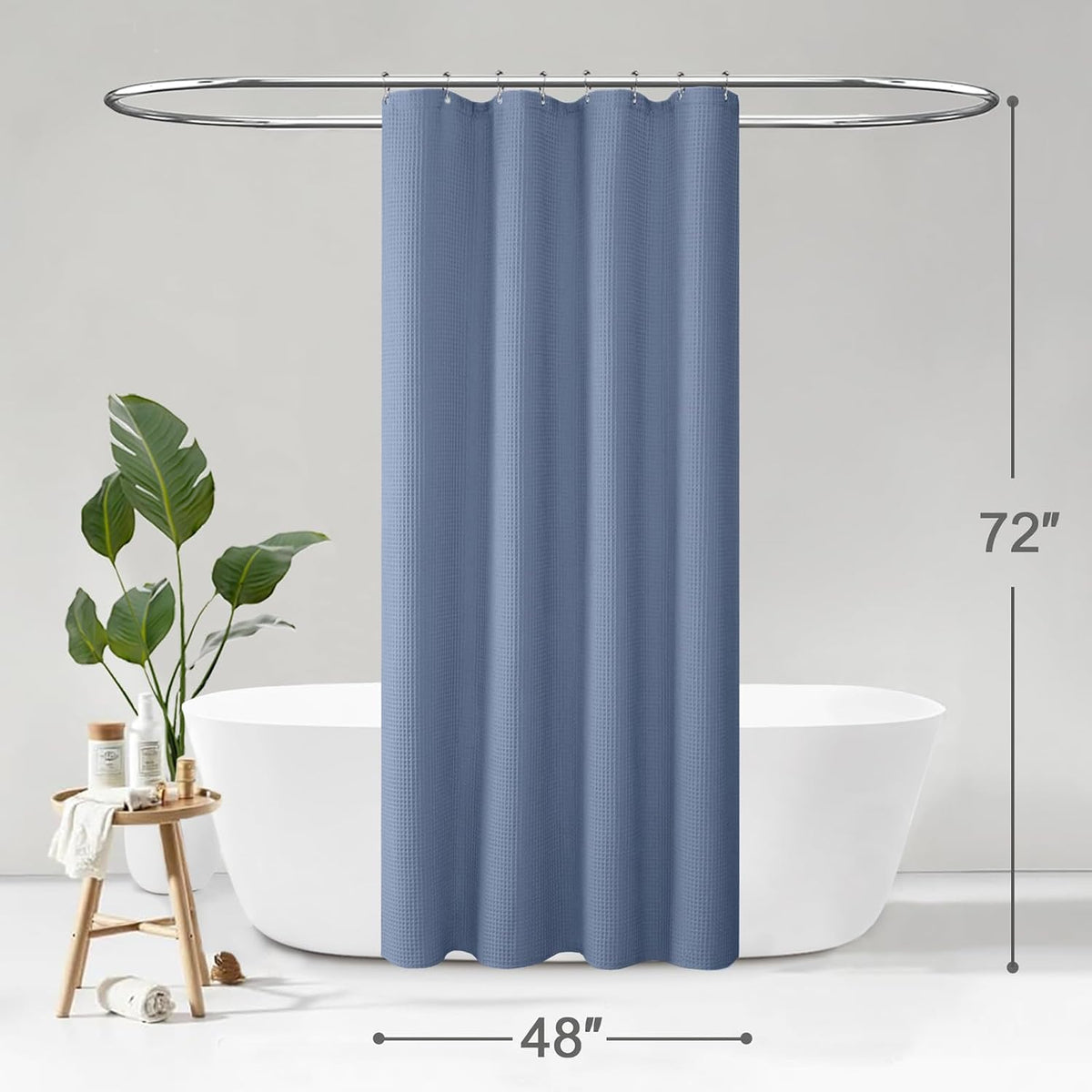 White Waffle Weave Shower Curtain Heavyweight Cotton Fabric 72Wx72L