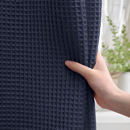 White Waffle Weave Shower Curtain Heavyweight Cotton Fabric 72Wx72L