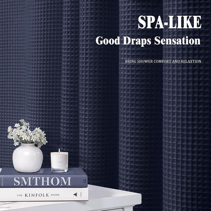 White Waffle Weave Shower Curtain Heavyweight Cotton Fabric 72Wx72L