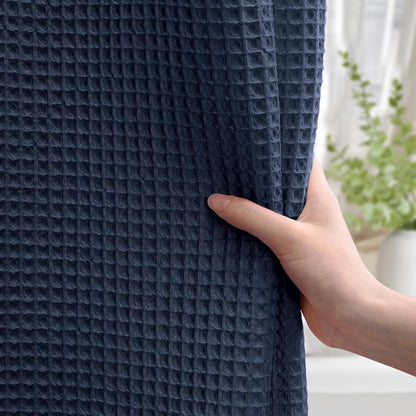 White Waffle Weave Shower Curtain Heavyweight Cotton Fabric 72Wx72L