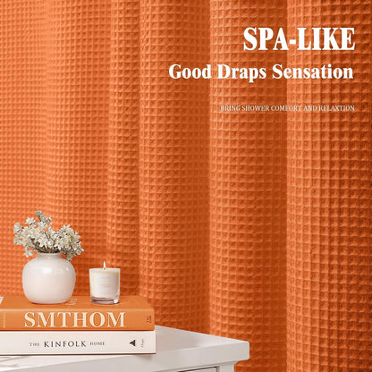 White Waffle Weave Shower Curtain Heavyweight Cotton Fabric 72Wx72L