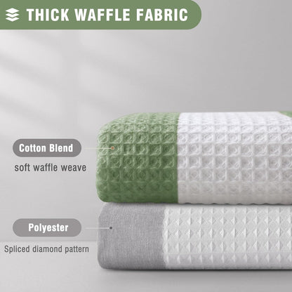 White Waffle Weave Shower Curtain Heavyweight Cotton Fabric 72Wx72L