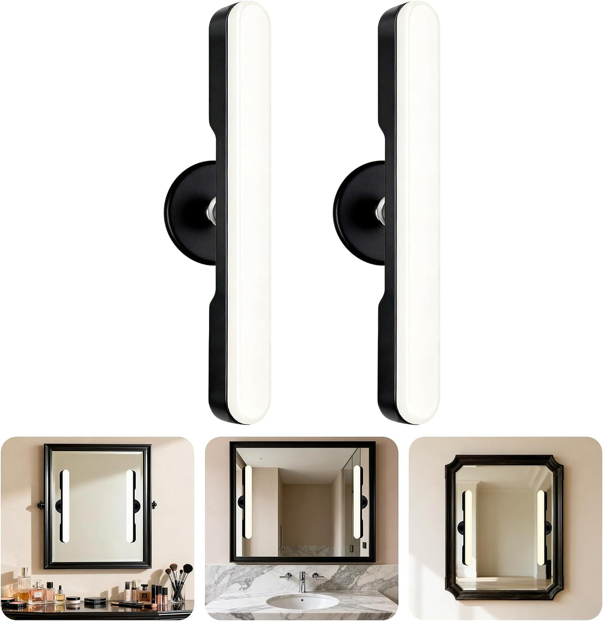 cambk Set of 2 Wireless Vanity Makeup Lights for Mirror, Rechargeable LED Stick On Light Bar for Bathroom Mirror with Dimmable 3 CCT, Long Battery Life Cordless Light for Vanity Desk(Light Brown)