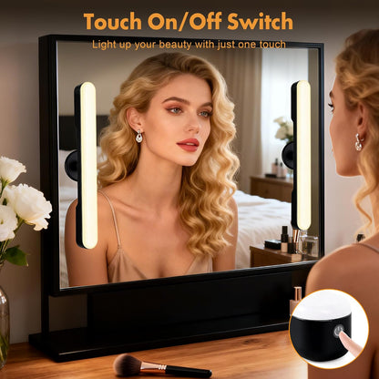 cambk Set of 2 Wireless Vanity Makeup Lights for Mirror, Rechargeable LED Stick On Light Bar for Bathroom Mirror with Dimmable 3 CCT, Long Battery Life Cordless Light for Vanity Desk(Light Brown)