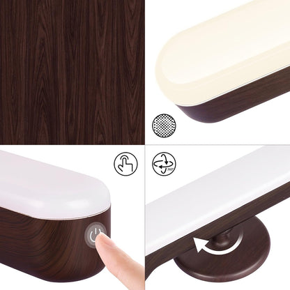 cambk Set of 2 Wireless Vanity Makeup Lights for Mirror, Rechargeable LED Stick On Light Bar for Bathroom Mirror with Dimmable 3 CCT, Long Battery Life Cordless Light for Vanity Desk(Light Brown)