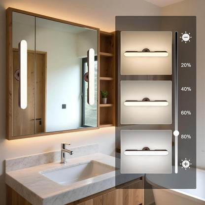 cambk Set of 2 Wireless Vanity Makeup Lights for Mirror, Rechargeable LED Stick On Light Bar for Bathroom Mirror with Dimmable 3 CCT, Long Battery Life Cordless Light for Vanity Desk(Light Brown)
