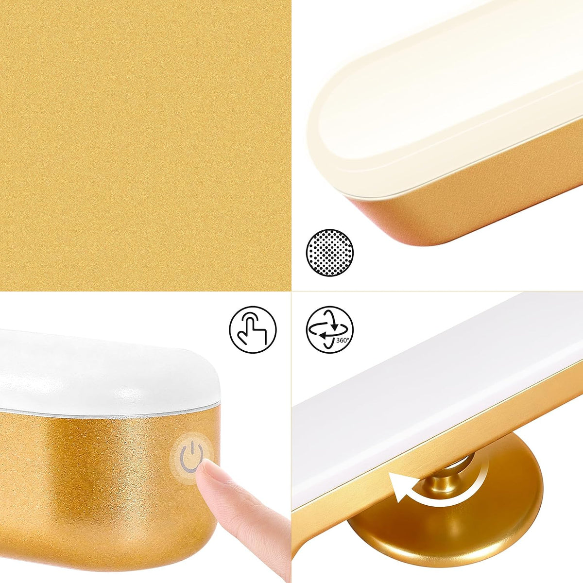 cambk Set of 2 Wireless Vanity Makeup Lights for Mirror, Rechargeable LED Stick On Light Bar for Bathroom Mirror with Dimmable 3 CCT, Long Battery Life Cordless Light for Vanity Desk(Light Brown)