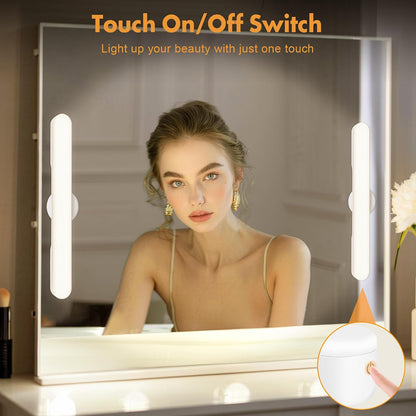 cambk Set of 2 Wireless Vanity Makeup Lights for Mirror, Rechargeable LED Stick On Light Bar for Bathroom Mirror with Dimmable 3 CCT, Long Battery Life Cordless Light for Vanity Desk(Light Brown)
