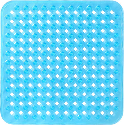 Bathtub Mat Non Slip, 35"X16" Shower Mat with Strong Suction Cups & Drain Holes, Long Anti Slip Bath Tub Mat for Inside Shower, Machine Washable Fast Drying, Bathroom Essentials, Clear Blue