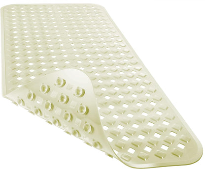 Bathtub Mat Non Slip, 35"X16" Shower Mat with Strong Suction Cups & Drain Holes, Long Anti Slip Bath Tub Mat for Inside Shower, Machine Washable Fast Drying, Bathroom Essentials, Clear Blue
