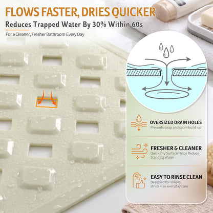Bathtub Mat Non Slip, 35"X16" Shower Mat with Strong Suction Cups & Drain Holes, Long Anti Slip Bath Tub Mat for Inside Shower, Machine Washable Fast Drying, Bathroom Essentials, Clear Blue