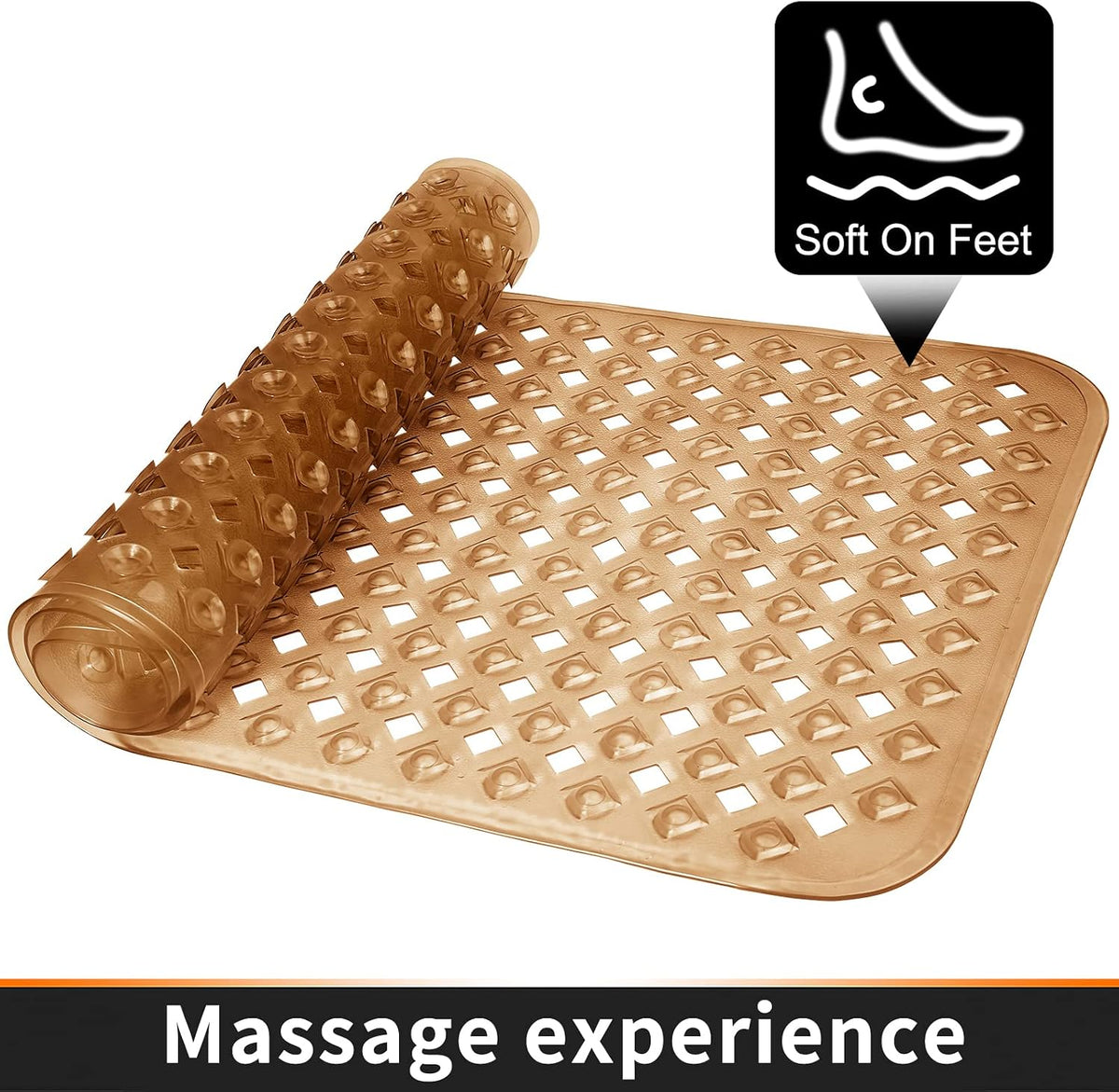 Bathtub Mat Non Slip, 35"X16" Shower Mat with Strong Suction Cups & Drain Holes, Long Anti Slip Bath Tub Mat for Inside Shower, Machine Washable Fast Drying, Bathroom Essentials, Clear Blue