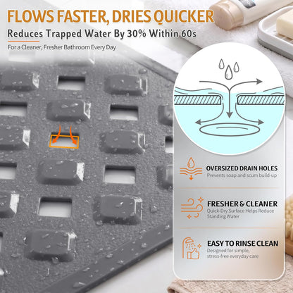 Bathtub Mat Non Slip, 35"X16" Shower Mat with Strong Suction Cups & Drain Holes, Long Anti Slip Bath Tub Mat for Inside Shower, Machine Washable Fast Drying, Bathroom Essentials, Clear Blue