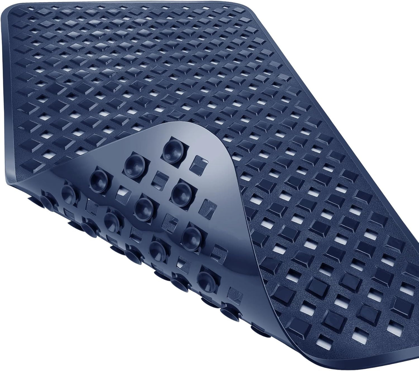 Bathtub Mat Non Slip, 35"X16" Shower Mat with Strong Suction Cups & Drain Holes, Long Anti Slip Bath Tub Mat for Inside Shower, Machine Washable Fast Drying, Bathroom Essentials, Clear Blue