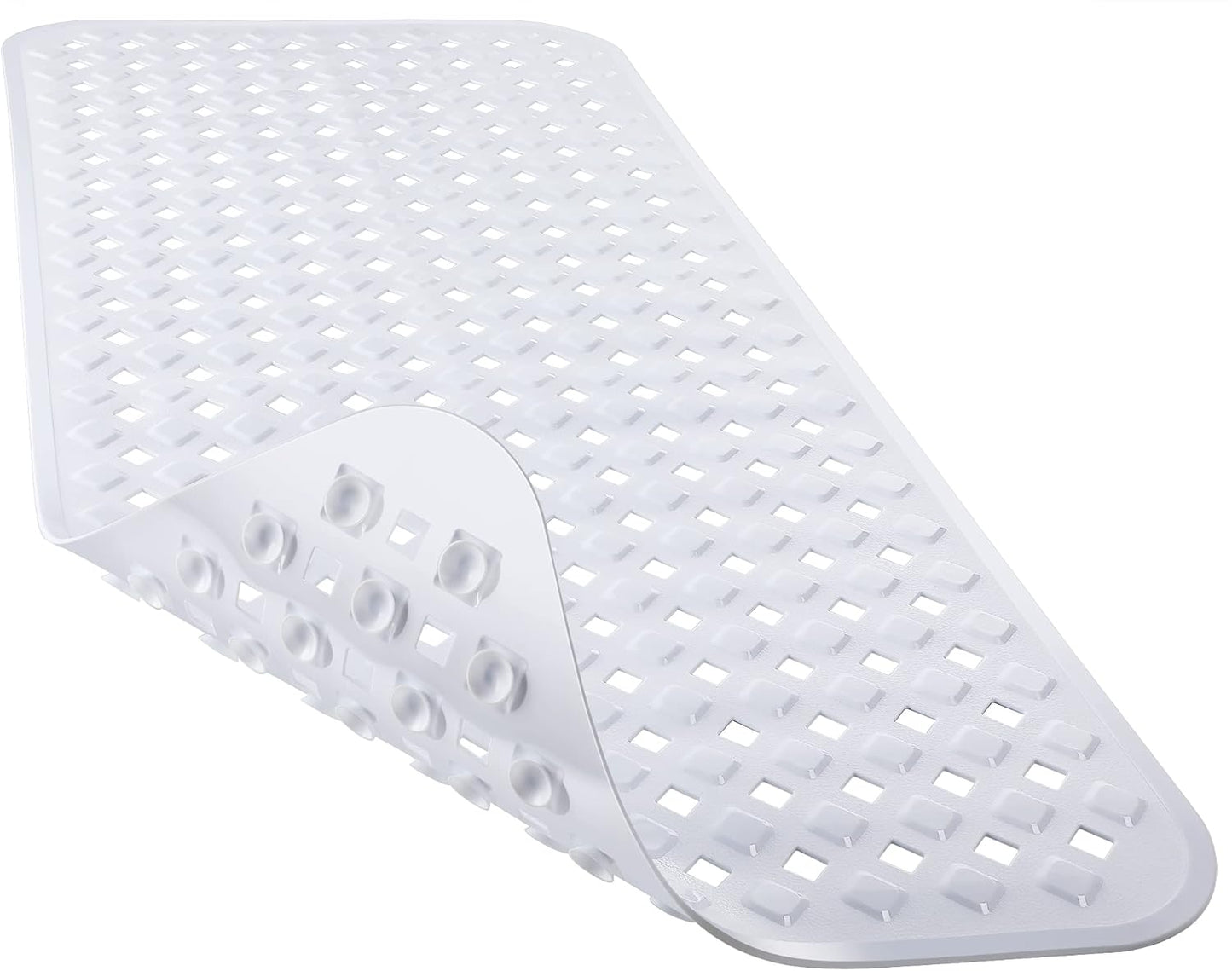 Bathtub Mat Non Slip, 35"X16" Shower Mat with Strong Suction Cups & Drain Holes, Long Anti Slip Bath Tub Mat for Inside Shower, Machine Washable Fast Drying, Bathroom Essentials, Clear Blue