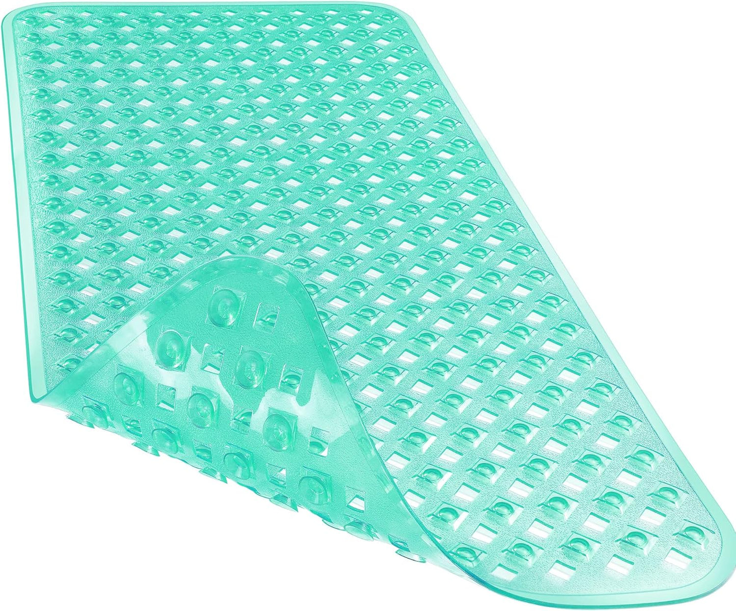 Bathtub Mat Non Slip, 35"X16" Shower Mat with Strong Suction Cups & Drain Holes, Long Anti Slip Bath Tub Mat for Inside Shower, Machine Washable Fast Drying, Bathroom Essentials, Clear Blue