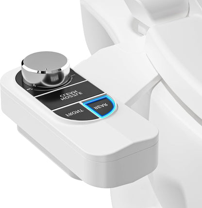 Non-Electric Bidet Attachment for Toilet – Self-Cleaning Dual Nozzle (Frontal & Rear Wash), Adjustable Water Pressure, Fits Most Toilets, Easy Installation (Classic Black/Silver)