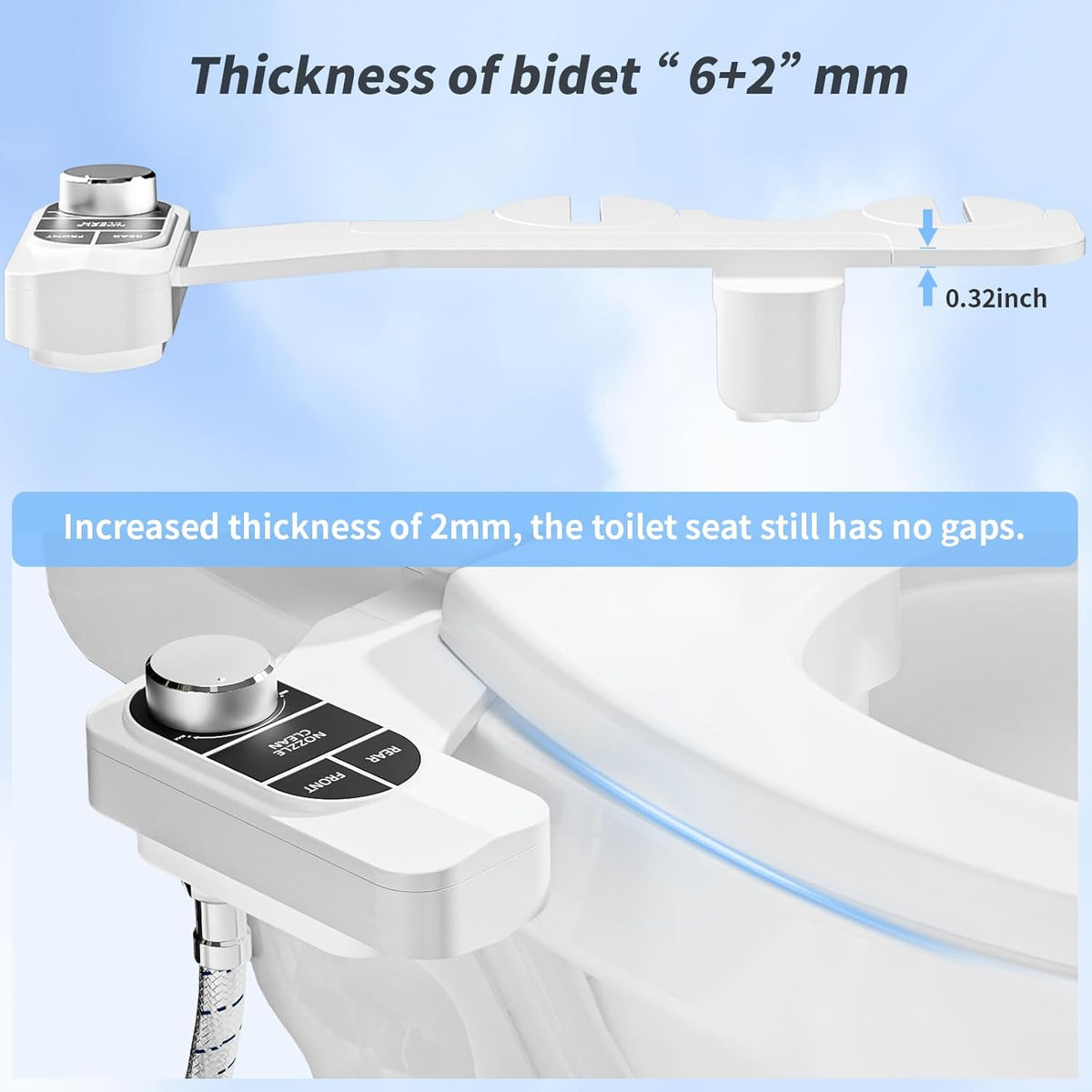 Non-Electric Bidet Attachment for Toilet – Self-Cleaning Dual Nozzle (Frontal & Rear Wash), Adjustable Water Pressure, Fits Most Toilets, Easy Installation (Classic Black/Silver)