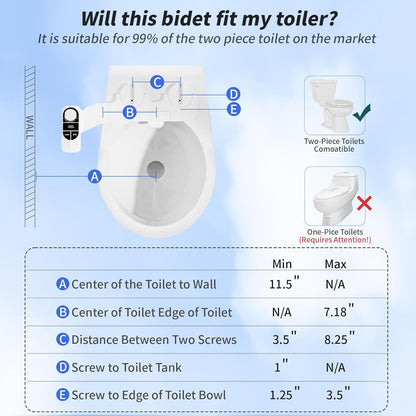 Non-Electric Bidet Attachment for Toilet – Self-Cleaning Dual Nozzle (Frontal & Rear Wash), Adjustable Water Pressure, Fits Most Toilets, Easy Installation (Classic Black/Silver)