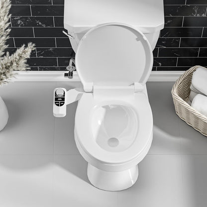Non-Electric Bidet Attachment for Toilet – Self-Cleaning Dual Nozzle (Frontal & Rear Wash), Adjustable Water Pressure, Fits Most Toilets, Easy Installation (Classic Black/Silver)
