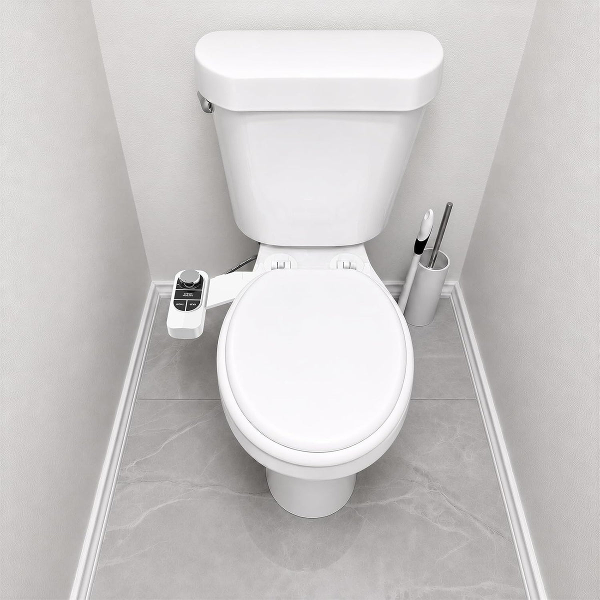 Non-Electric Bidet Attachment for Toilet – Self-Cleaning Dual Nozzle (Frontal & Rear Wash), Adjustable Water Pressure, Fits Most Toilets, Easy Installation (Classic Black/Silver)