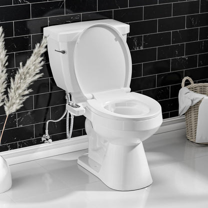 Non-Electric Bidet Attachment for Toilet – Self-Cleaning Dual Nozzle (Frontal & Rear Wash), Adjustable Water Pressure, Fits Most Toilets, Easy Installation (Classic Black/Silver)