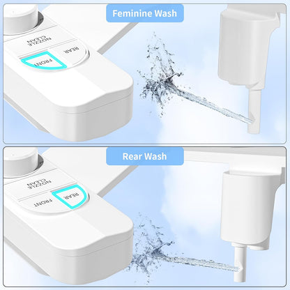 Non-Electric Bidet Attachment for Toilet – Self-Cleaning Dual Nozzle (Frontal & Rear Wash), Adjustable Water Pressure, Fits Most Toilets, Easy Installation (Classic Black/Silver)